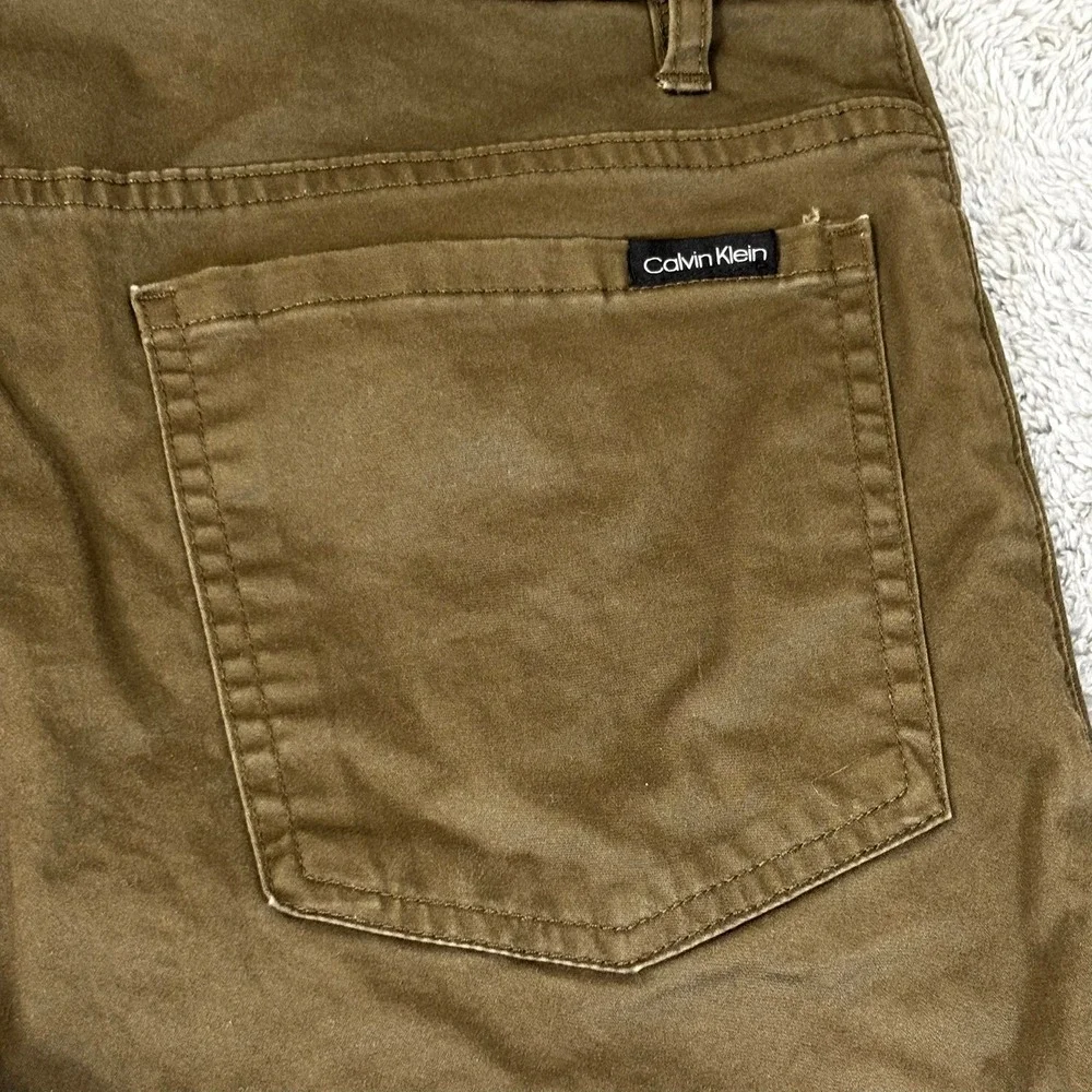 Calvin Klein Mens Authentic Five Pocket Slim Fit Pants Olive Brown Chinos 34x32